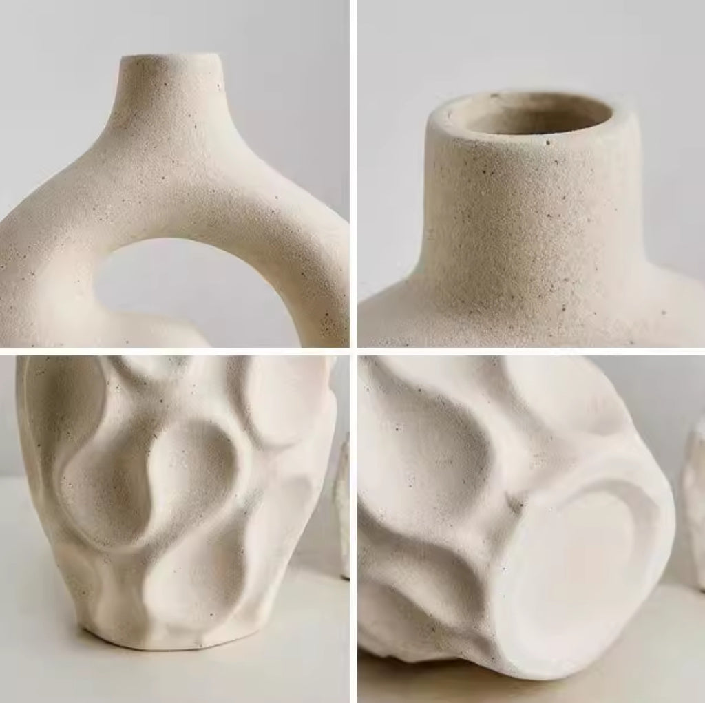 Trio de vases en céramique style bohème