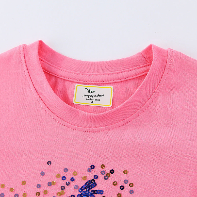 T-shirt à manches courtes pour fille avec étoile brodée en sequins