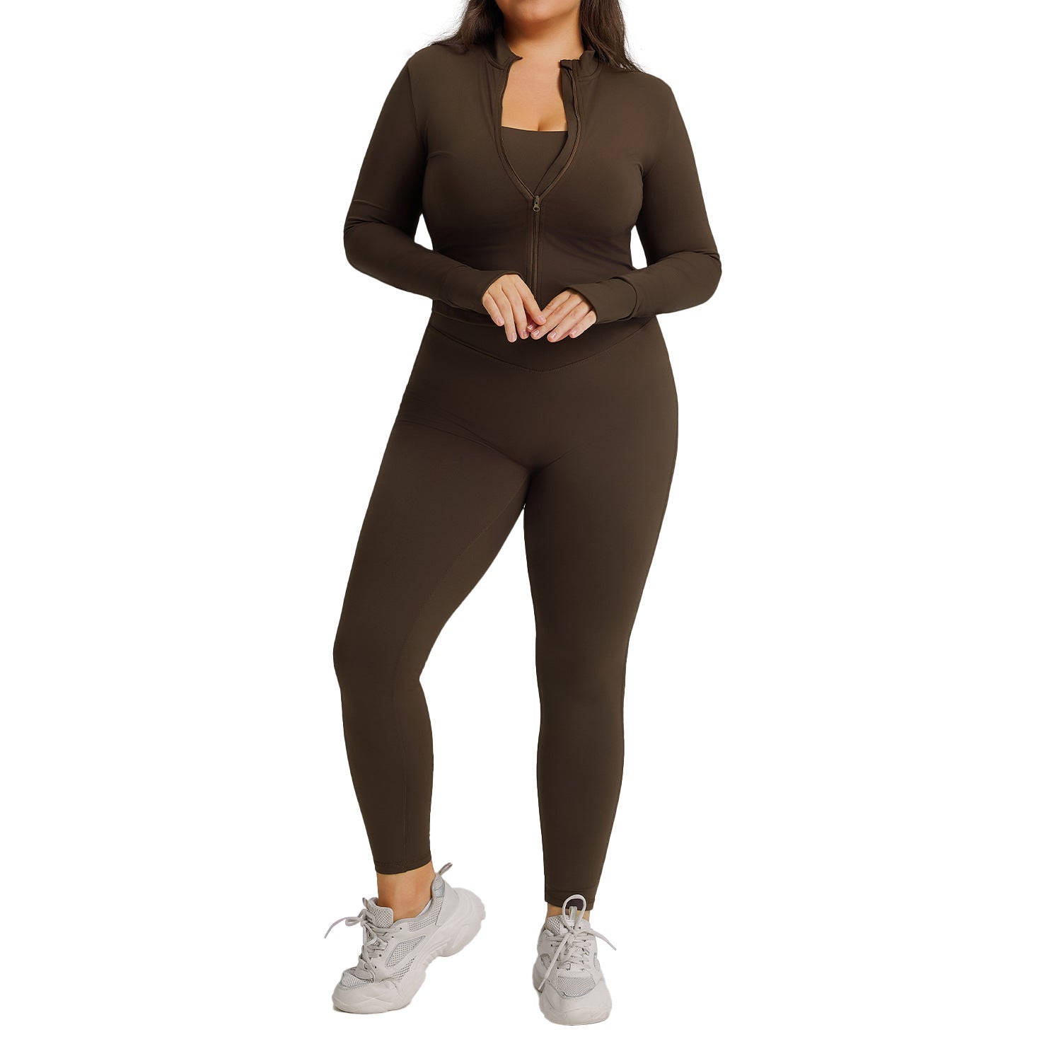 Ensemble de yoga à manches longues pour femme, ensemble trois pièces