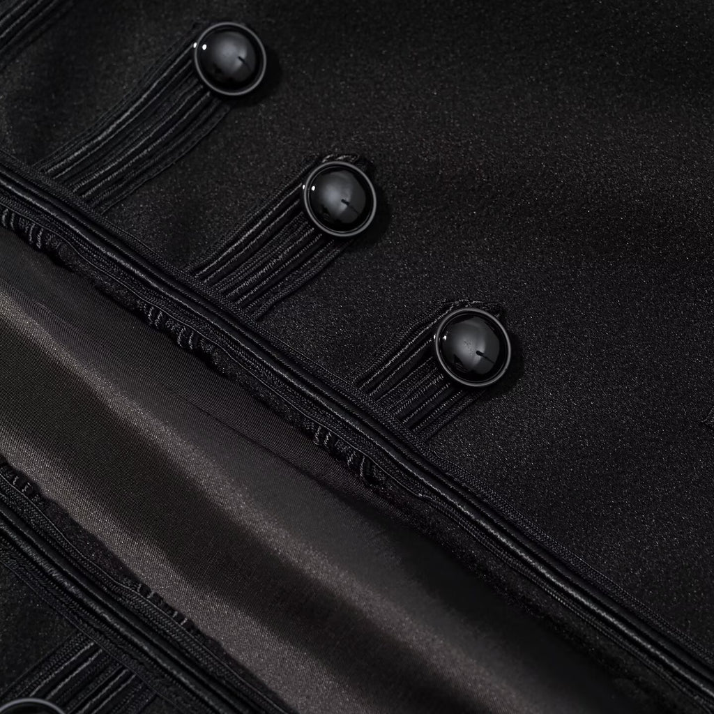 Veste courte décontractée et polyvalente à col rond et détails boutonnés