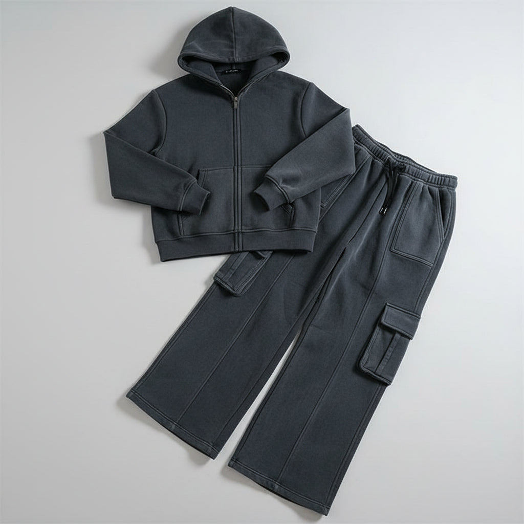 Ensemble sport  : cardigan slim fit et pantalon streetwear