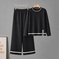 Ensemble : Pantalon large à fentes et Haut à manches longues
