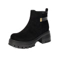 Bottines en daim à tige basse, fermeture éclair latérale, talons hauts et semelles épaisses