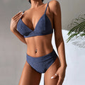 Bikini  tendance or et argent, taille haute