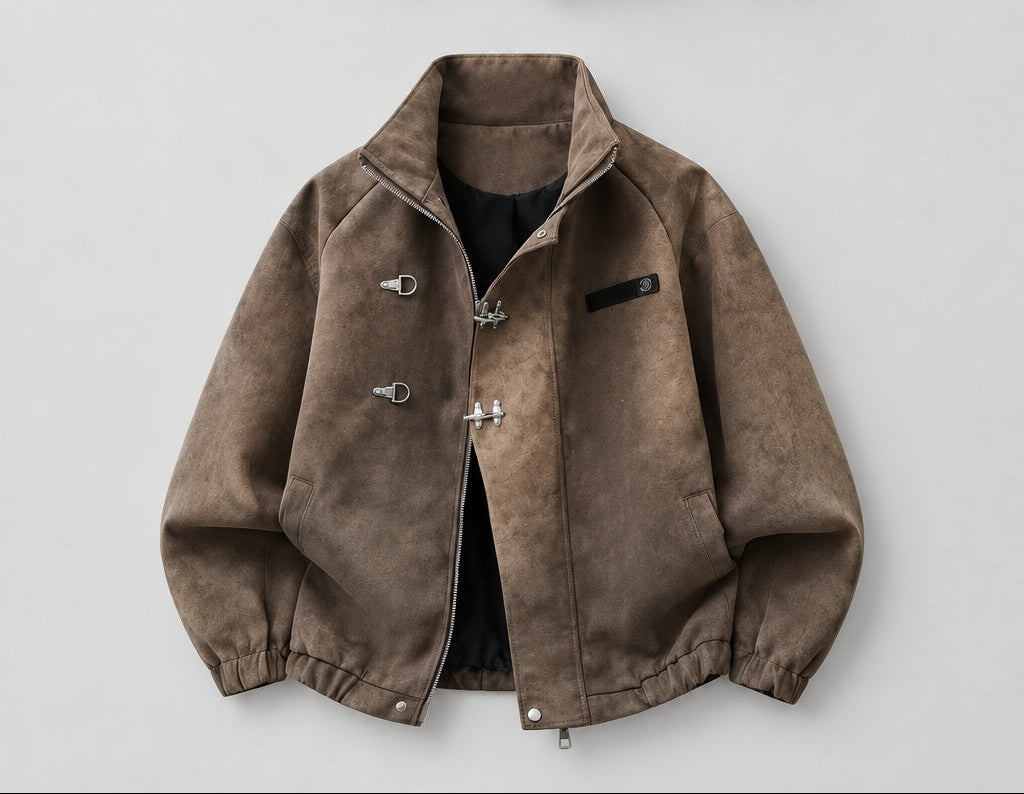 Veste en cuir  style rétro tie-dye avec revers