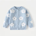 Gilet en maille à motif floral pour fille, pull tout doux, haut boutonné