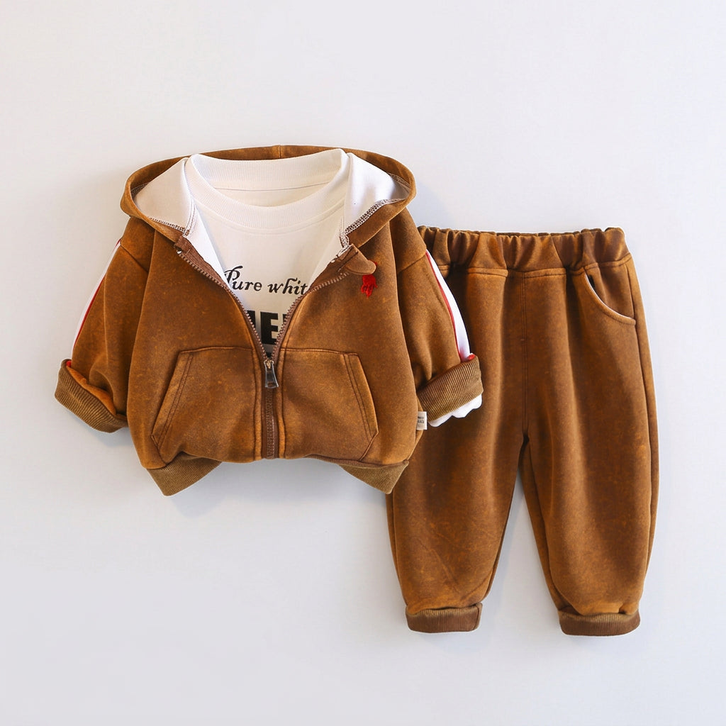 Ensemble 2 pièces  : veste à capuche avec finitions contrastantes et t-shirt à manches longues – tenue décontractée