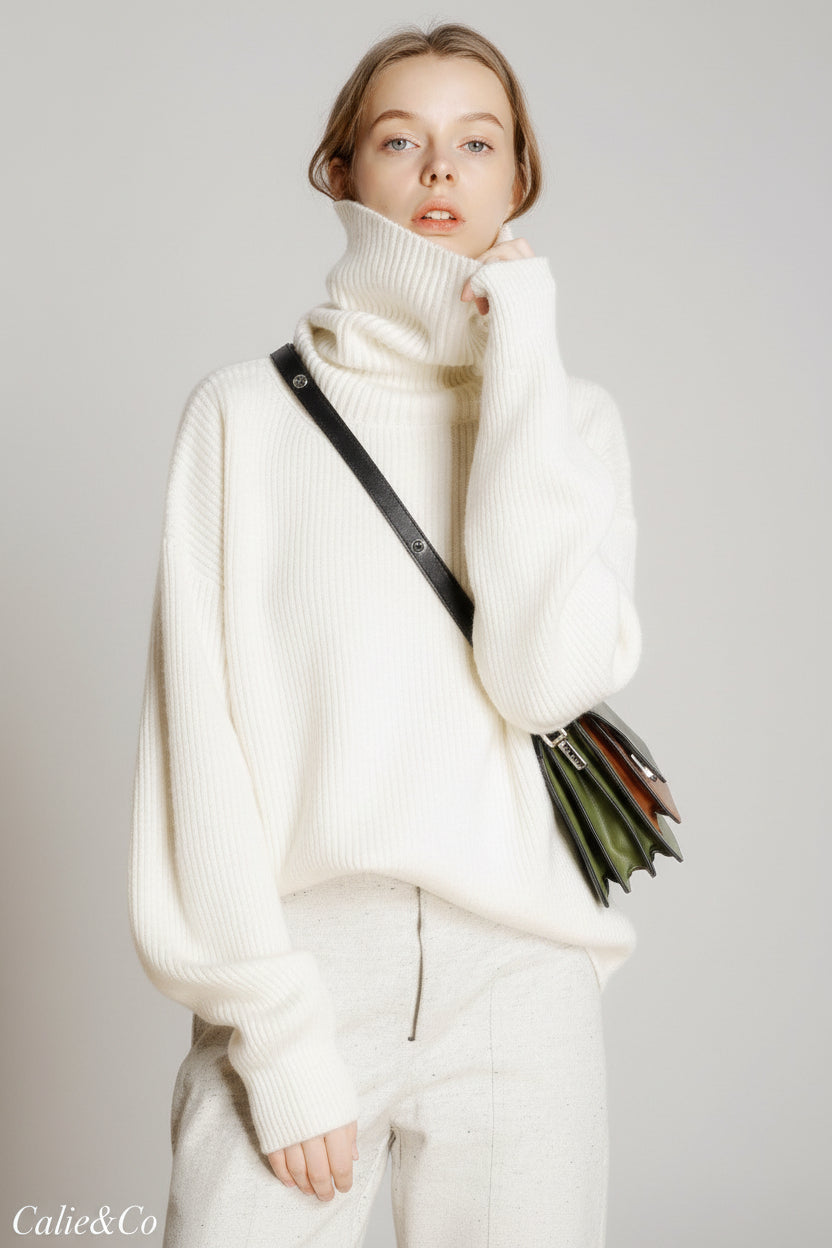 Pull en maille  à col montant