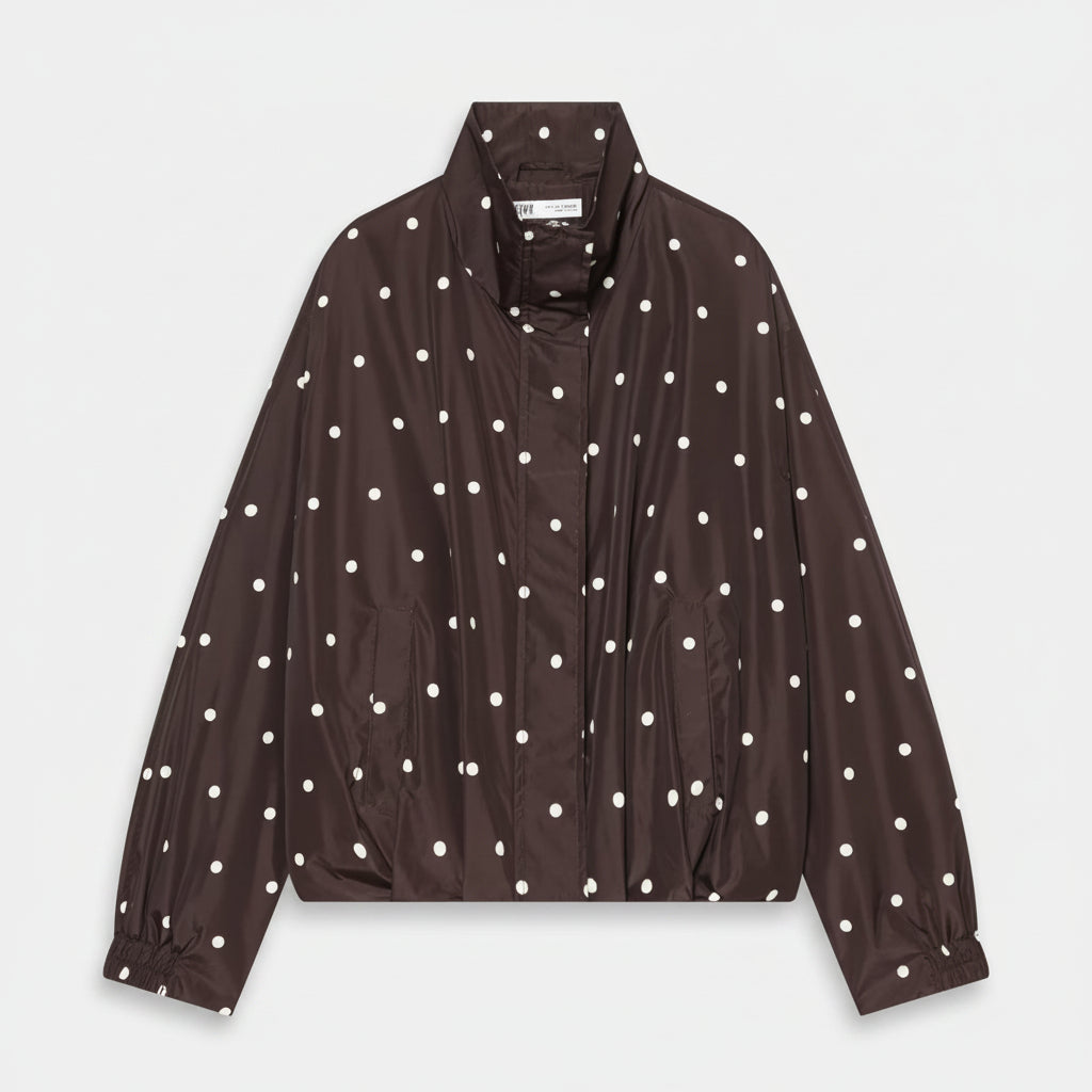 Blouson à pois avec col montant zippé