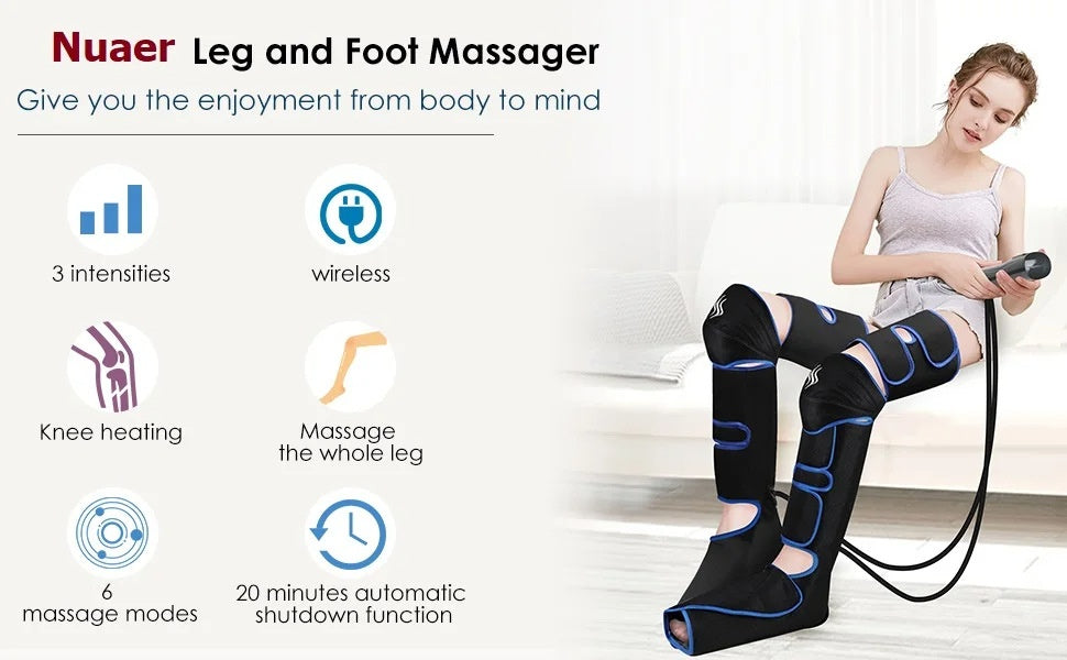 Appareil de massage chauffant électrique pour soulager les douleurs musculaires (pieds, genoux, mollets)
