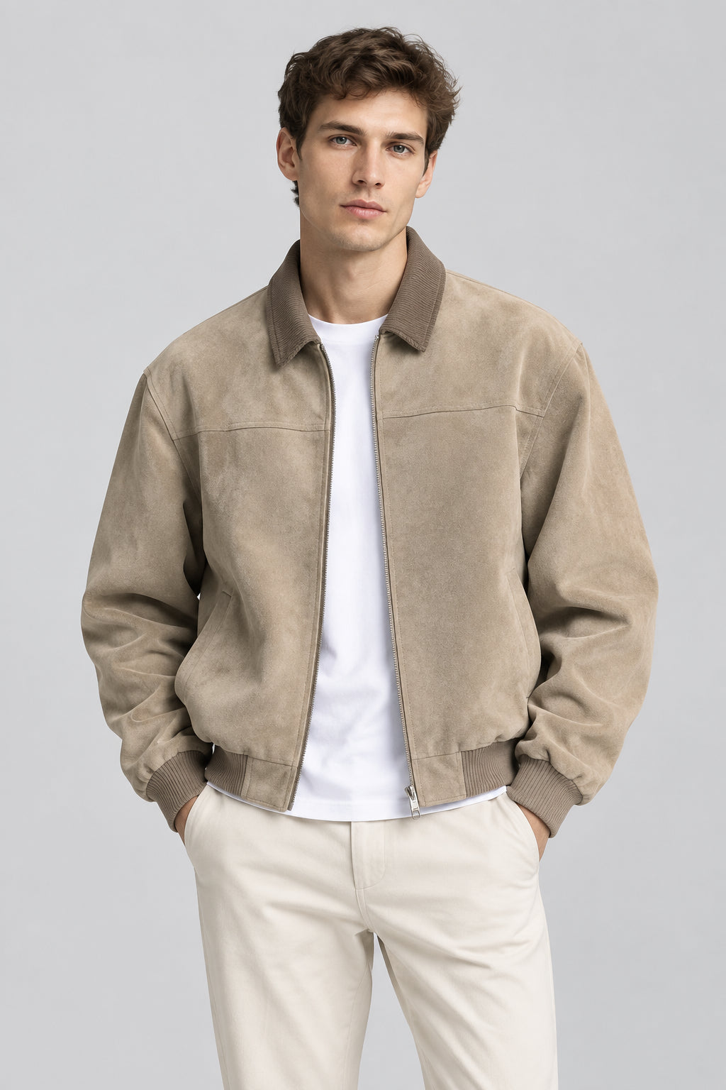 Veste en similicuir, décontracté avec col montant