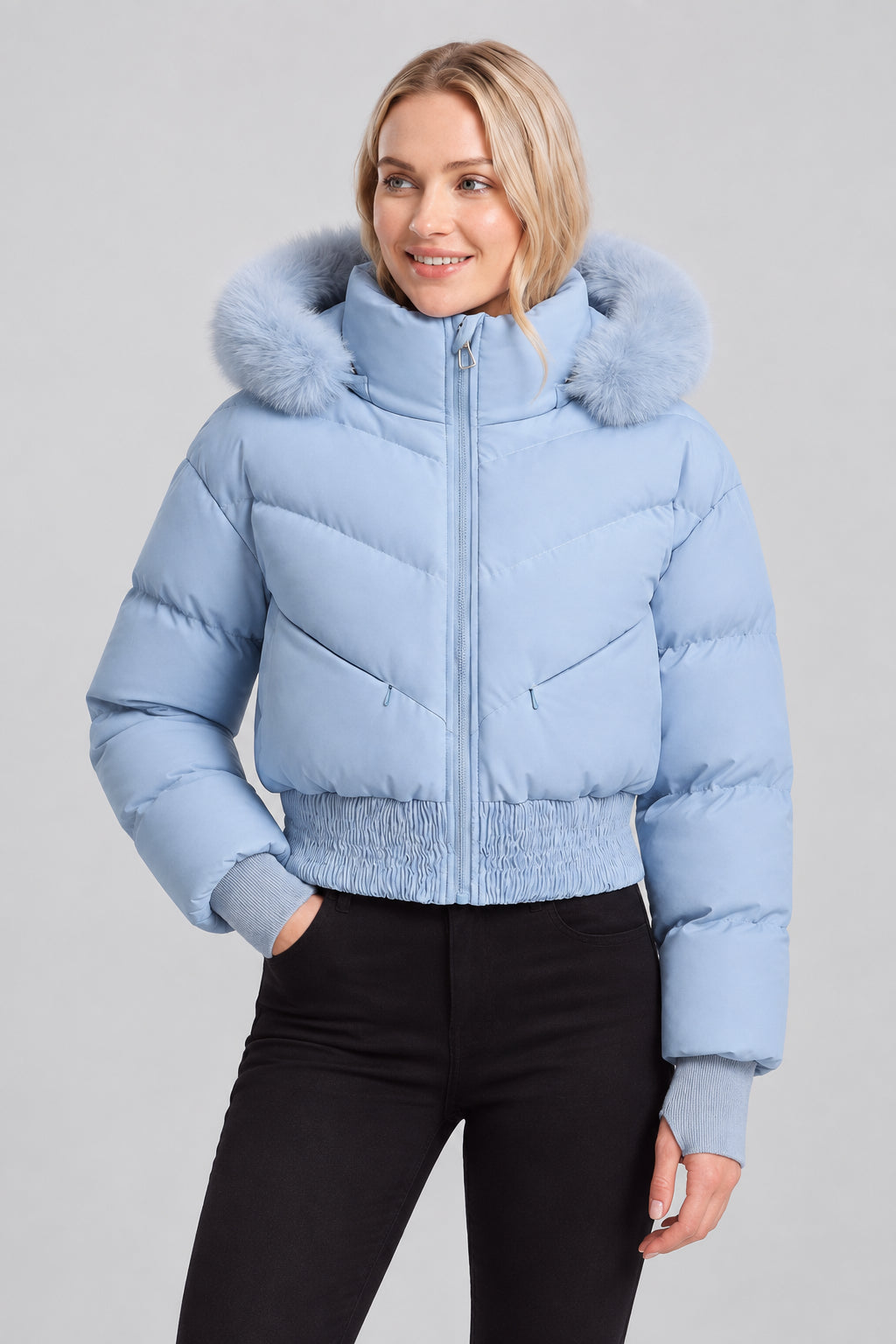 Veste courte à capuche amovible