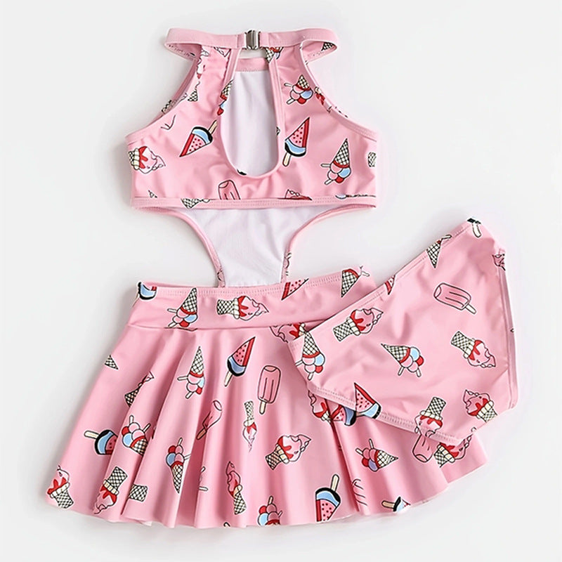 Maillot de bain mignon pour fillettes avec bikini à motif de glaces