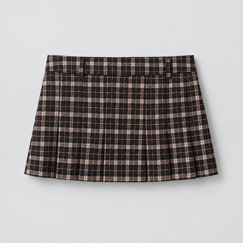 Ensemble veste à carreaux zippée coupe ample et jupe-culotte