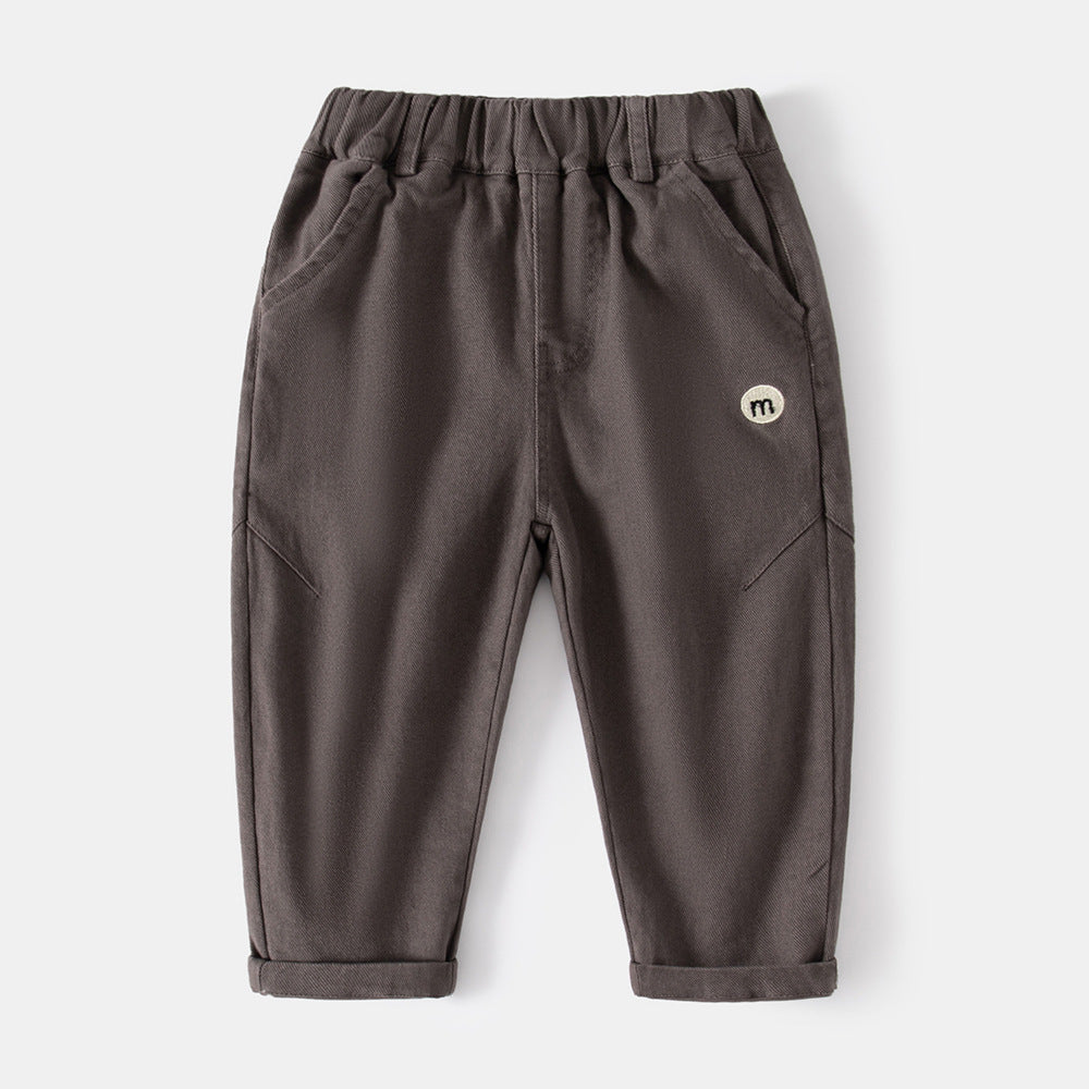Pantalon long décontracté pour enfants, couleur unie, à lettres, pour petits et jeunes enfants.