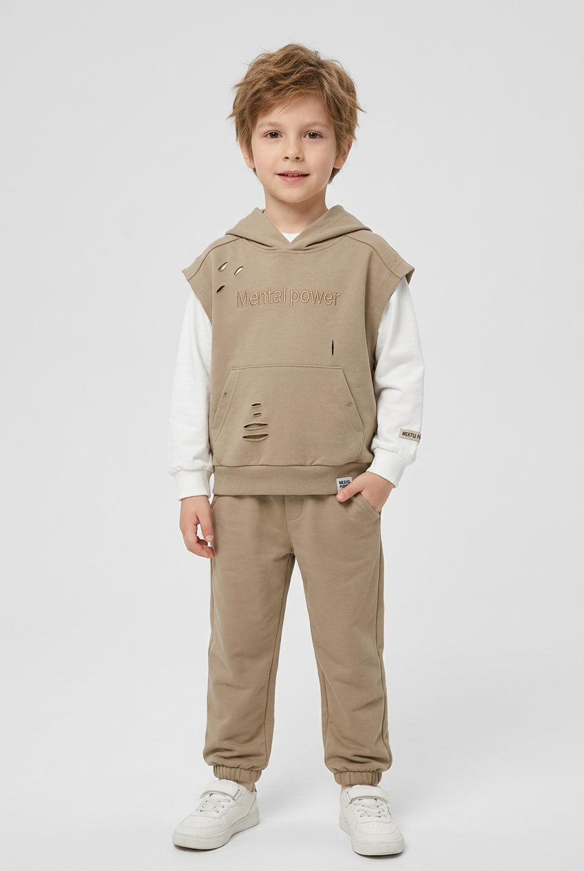 Ensemble trois pièces Tenue style cargo avec sweat à capuche