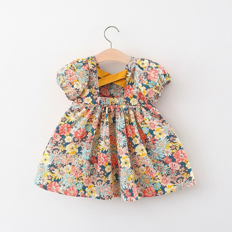 Robe de princesse  pour enfants, robe d'été sans manches à ruban