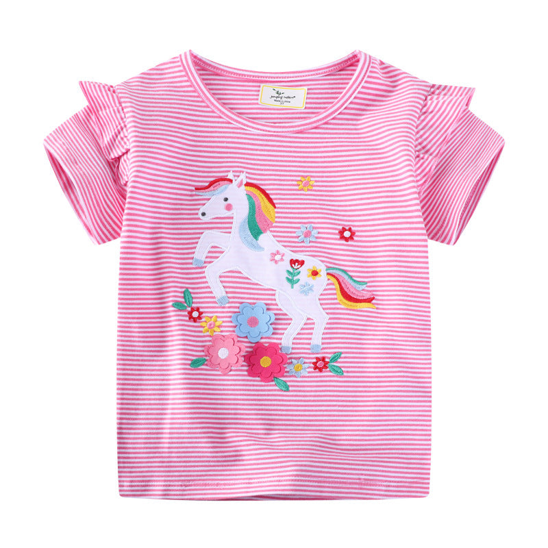 Cute Pattern Round Neck Short Sleeve T-Shirt for Kids