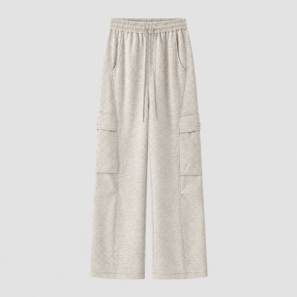 Nouveau pantalon cargo décontracté , coupe droite ample, en coton épais  avec empiècements