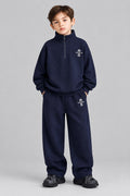 Ensemble sweat et pantalon, Style décontracté, manches longues, demi-zip, coupe ample, tenue de sport