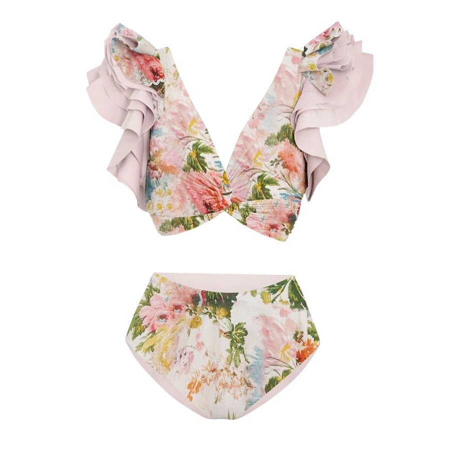 Maillot de bain une pièce dos nu à bordure pétale,  asymétrique