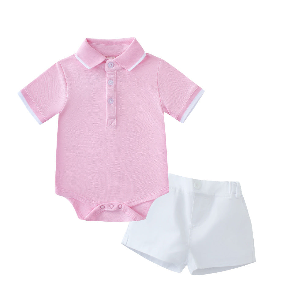 Ensemble d'été pour garçon en coton : polo à manches courtes avec col et short