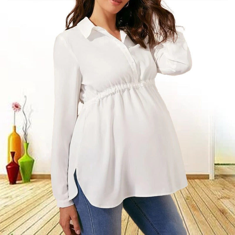 Chemise de maternité tendance à manches longues et col en V