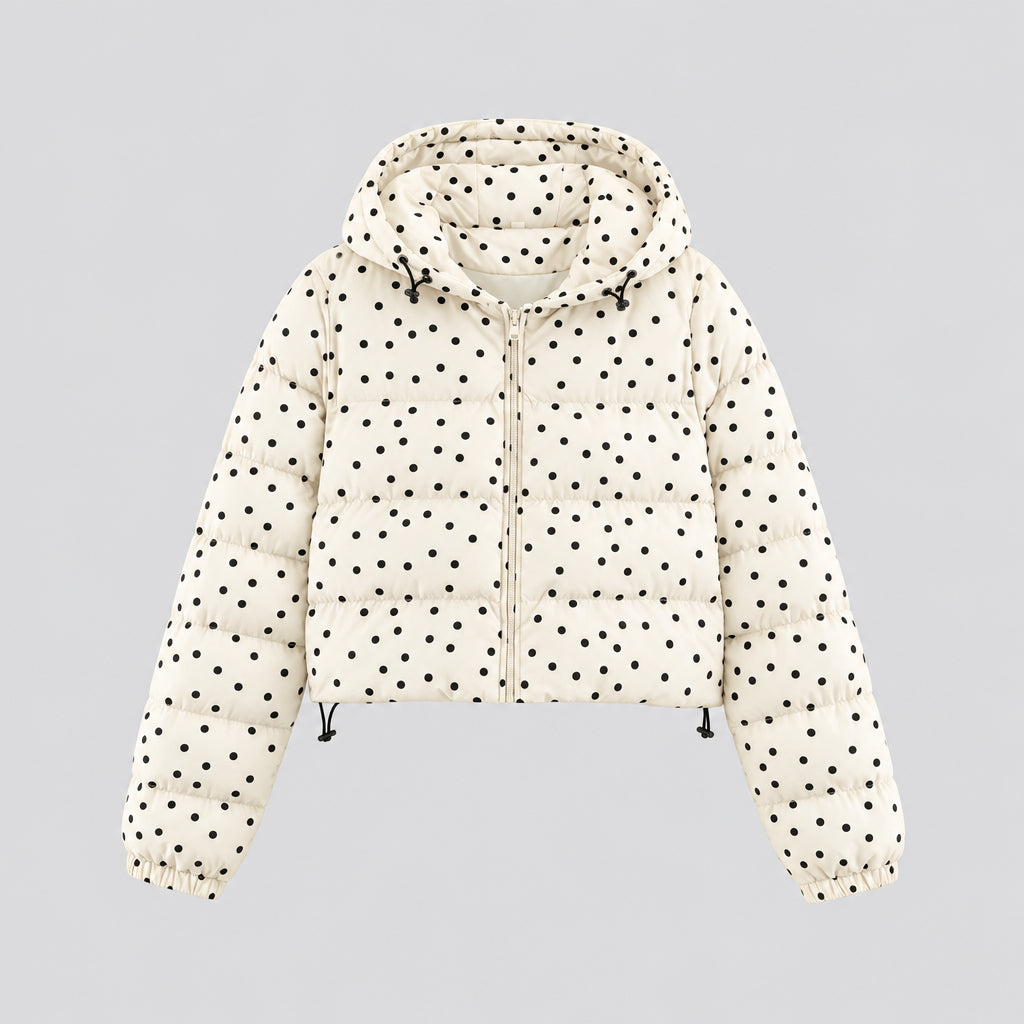 Manteau court à pois et manches longues