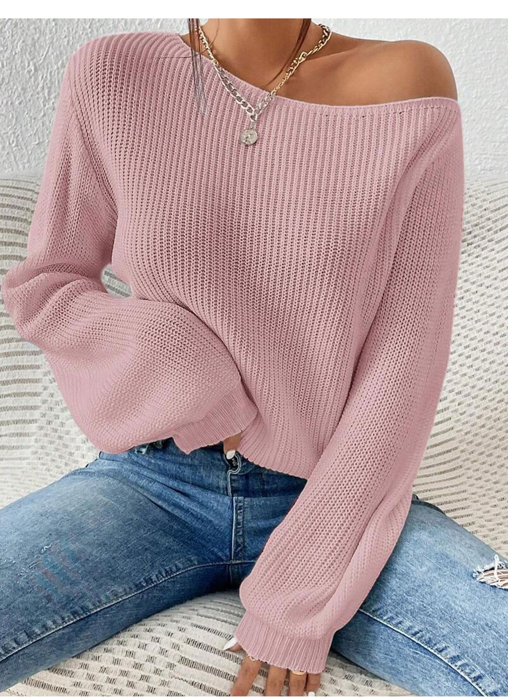 Pull en maille à épaules dénudées