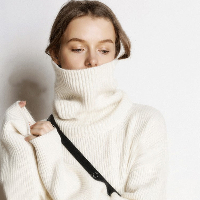 Pull en maille  à col montant