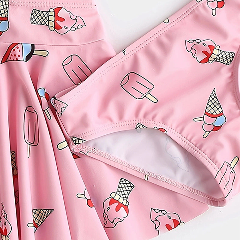 Maillot de bain mignon pour fillettes avec bikini à motif de glaces