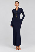 Robe en maille ,coupe ajustée, boutonnée, confortable, élégante et chic