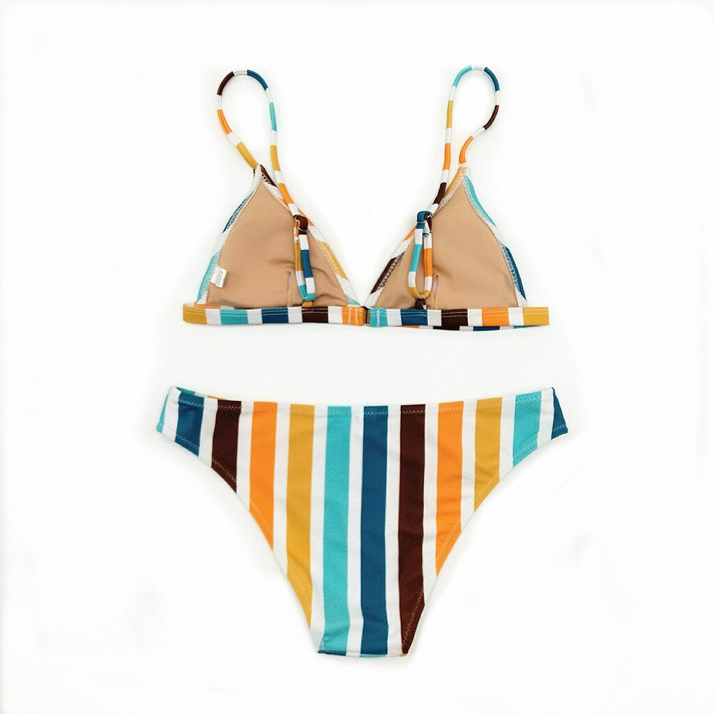 Ensemble bikini à rayures arc-en-ciel