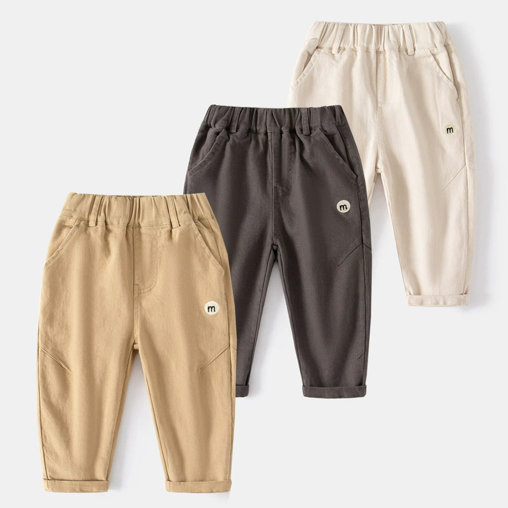 Pantalon long décontracté pour enfants, couleur unie, à lettres, pour petits et jeunes enfants.