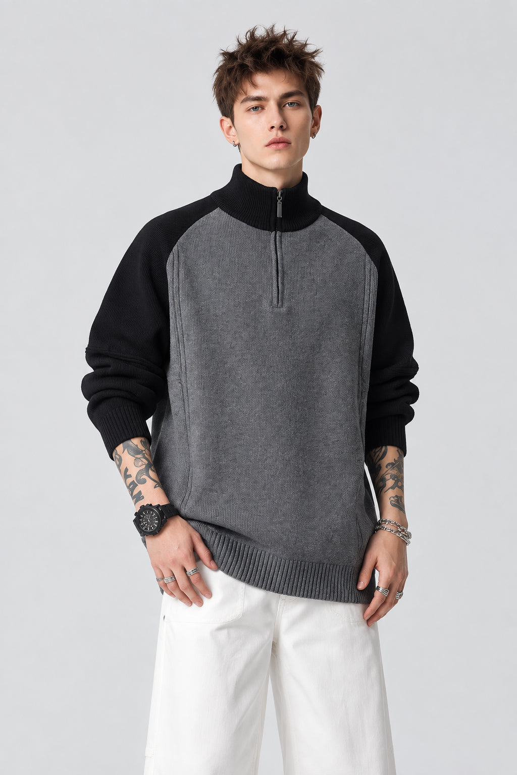 Pull en maille , col zippé