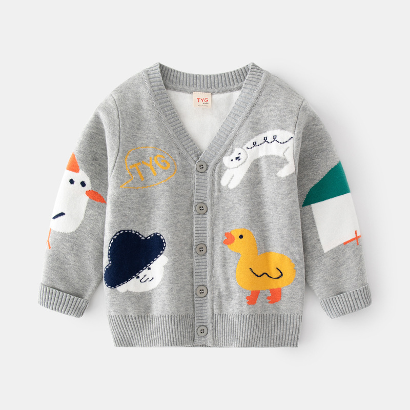 Gilet en maille de coton avec motif de personnages