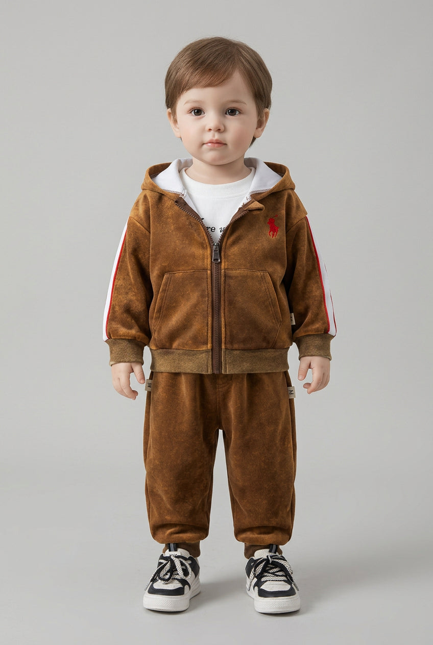 Ensemble 2 pièces  : veste à capuche avec finitions contrastantes et t-shirt à manches longues – tenue décontractée