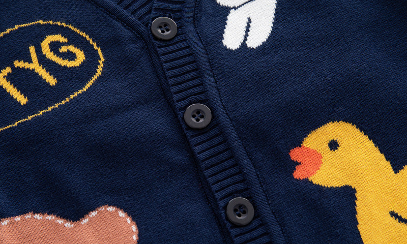 Gilet en maille de coton avec motif de personnages