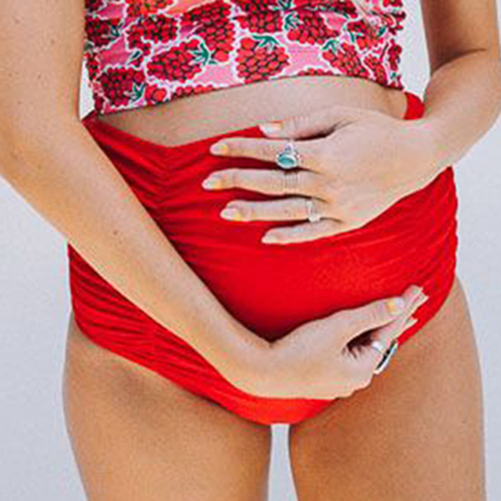 Maillot de bain pour femmes enceintes, bikini triangle imprimé taille haute fendu