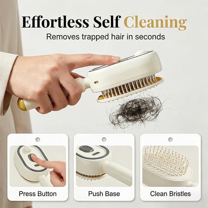 Brosse lissante à vapeur électrique avec diffusion de brume, peigne ionique pour réduire la casse et éviter les résidus, outil de coiffage pour des cheveux lisses et brillants