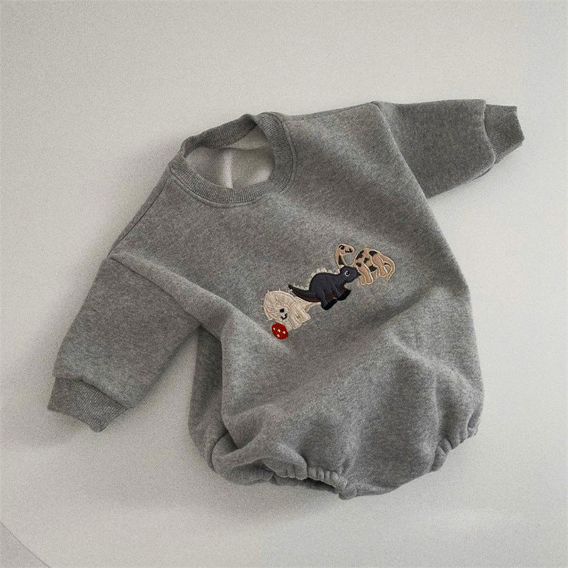 Pull body pour bébé en polaire avec broderie dinosaure