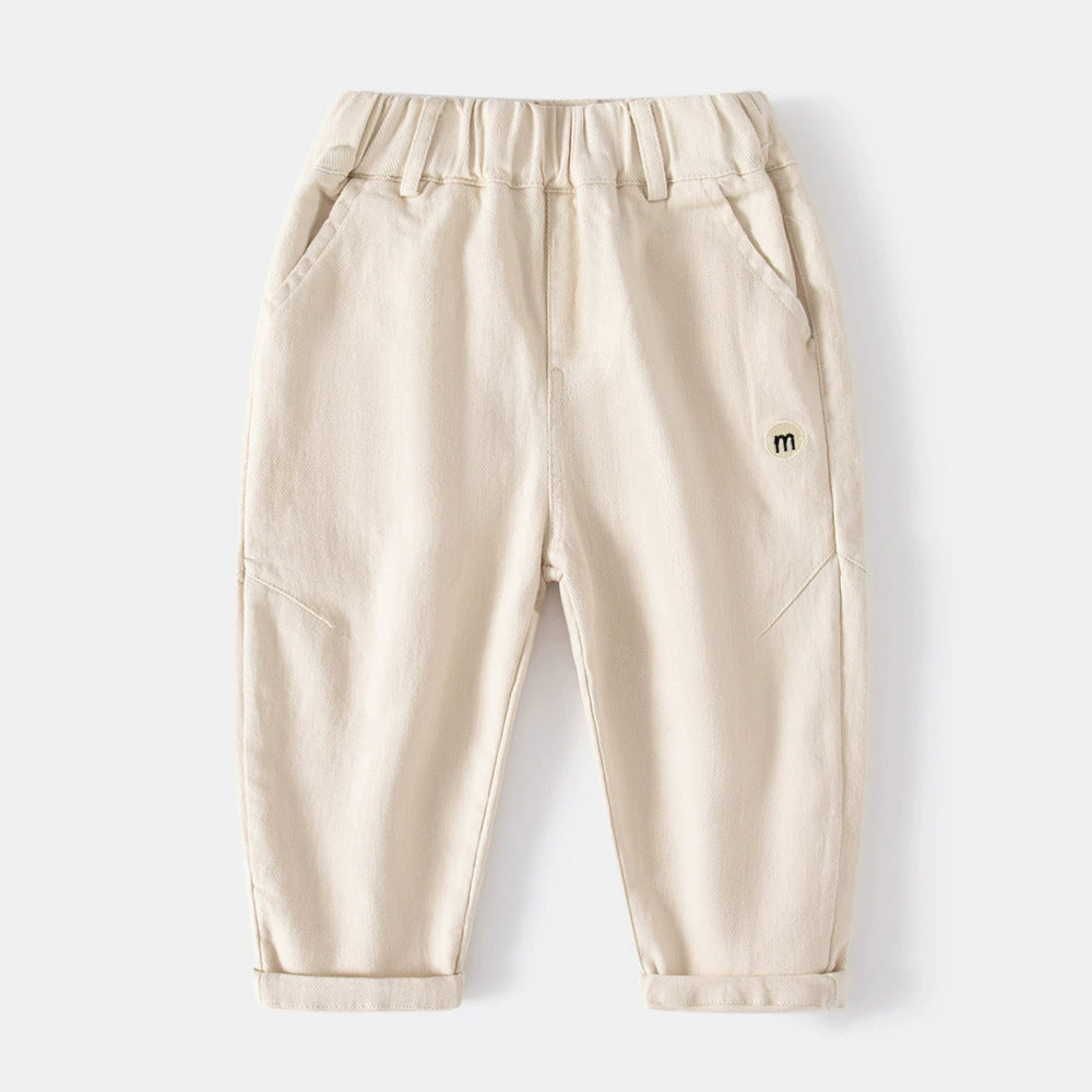 Pantalon long décontracté pour enfants, couleur unie, à lettres, pour petits et jeunes enfants.