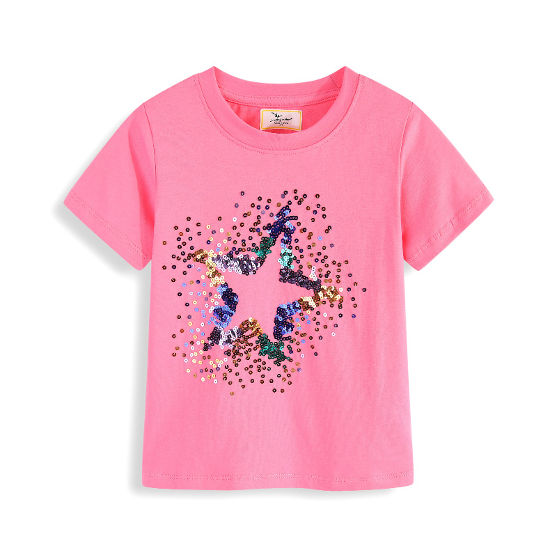 T-shirt à manches courtes pour fille avec étoile brodée en sequins