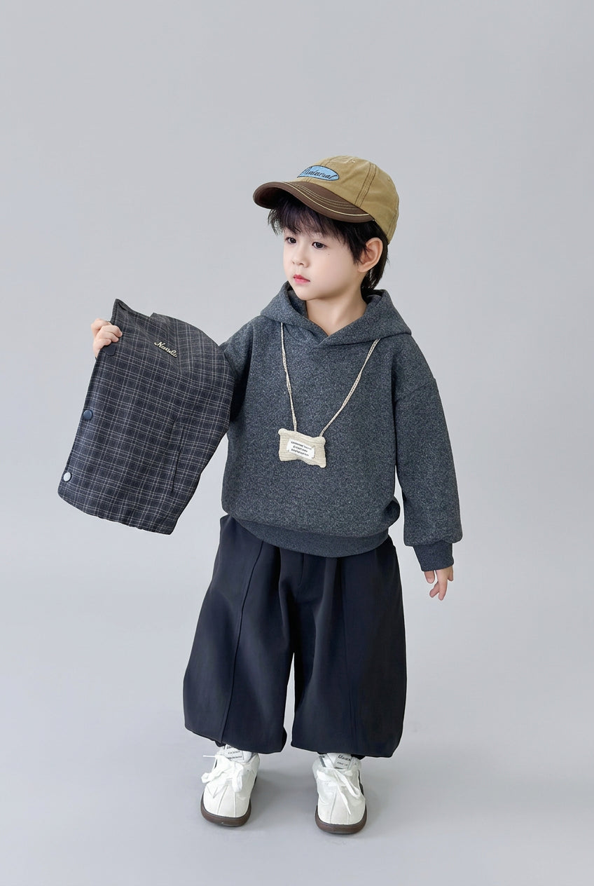Ensemble 3 pièces, veste à carreaux , sweat à capuche et pantalon