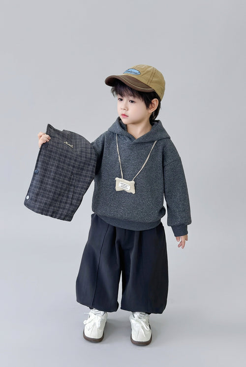 Ensemble 3 pièces, veste à carreaux , sweat à capuche et pantalon