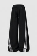 Pantalon de survêtement décontracté ,Coupe droite ample et tissu épais  avec bandes contrastées