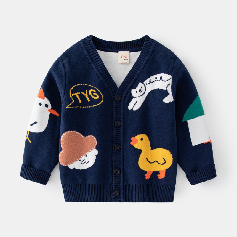 Gilet en maille de coton avec motif de personnages