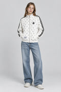 Gilet  à motif pois intégral, col montant et fermeture zippée