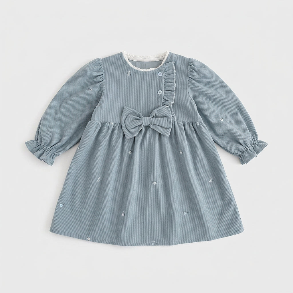 Robe à manches longues avec nœud pour fille