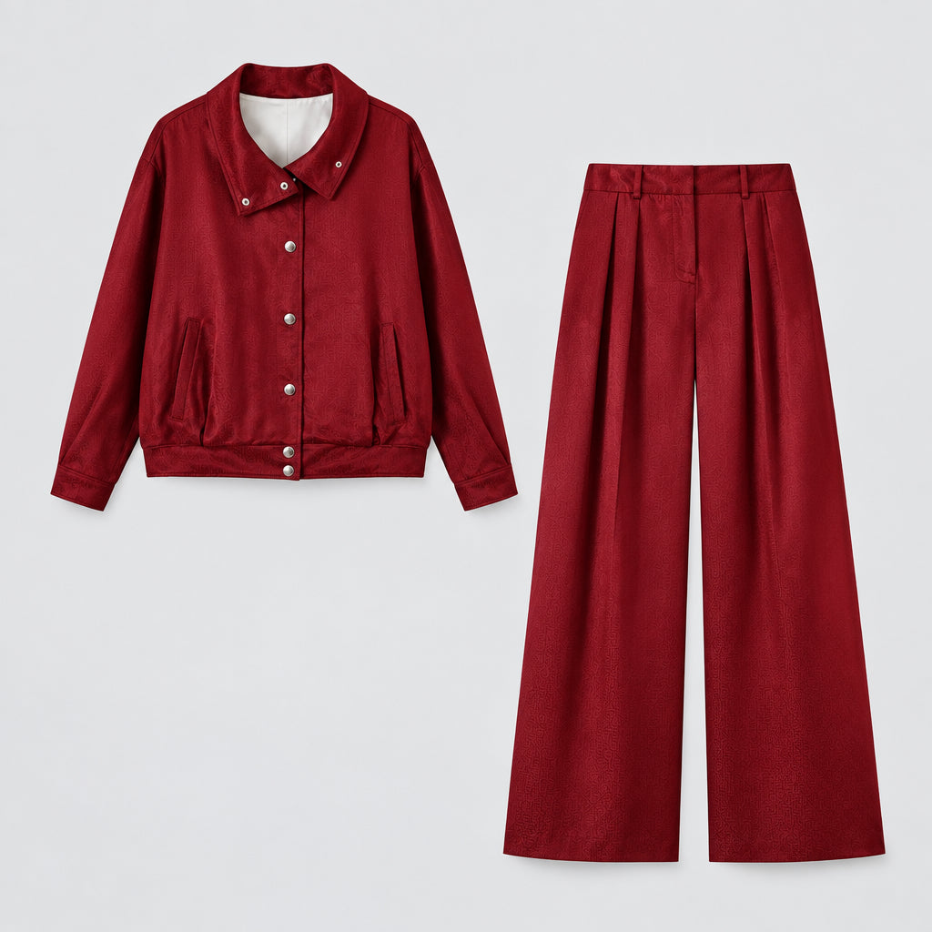 Ensemble  : veste de pilote à col montant boutonné et pantalon long